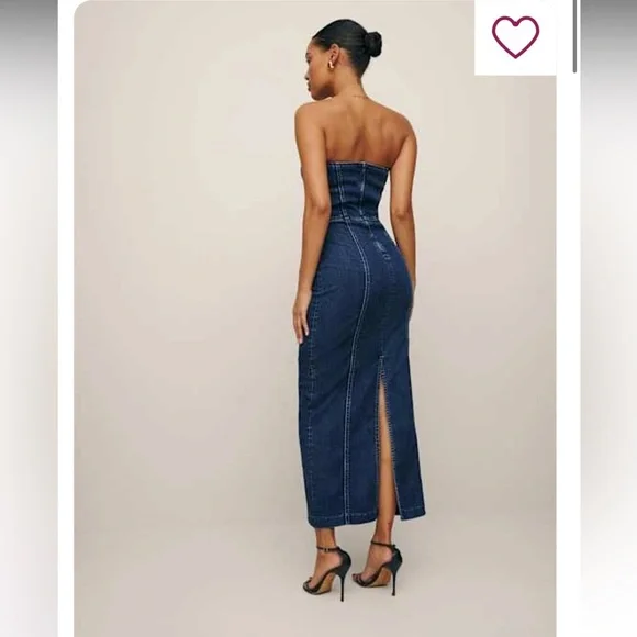 Reformation Anais Strapless Denim Midi Dress - Picture 2 of 10